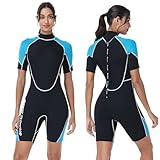 Owntop 1,5mm Shorty Neoprenanzug Damen Herren Kurz - Rücken-Reißverschluss Wetsuit zum...