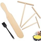 MOAZIFI 5er Crepes Teigverteiler Set aus Buchenholz - 3 T-Teigverteiler (9/12/18...