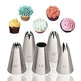 Spritztüllen Set, 5 Stück Edelstahl Tüllen für Spritzbeutel Sahne Spritztülle Groß...