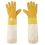 KINGLAKE Gelb Schutzhandschuhe Bienenzuch Ziegenleder EIN Paar Bienenzucht Handschuhe mit...
