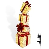 CCLIFE LED Geschenkbox 4er, Netzstecker Weihnachten Weihnachtenbox Beleuchtete...