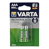 VARTA Batterien AAA, wiederaufladbar, 2 Stück, Recharge Accu Phone, Akku, 800...