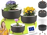 uandu 3er Blumentopf Set, 3 Größen, BPA frei Kunststoff Blumenständer fürs Zuhause,...