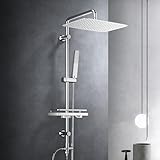 Görbach Regendusche Duschset Duschsystem mit Ablage Chrom Duschstangeset ohne...