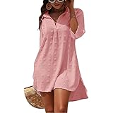 Figarge Strandkleid Damen Bikini Cover Up V-Ausschnitt Baumwolle Strandtunika...