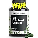 natural elements Bio Spirulina & Chlorella Presslinge – 500 Tabletten – 100% Rein &...