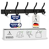 ANILSELL 5'er Garderobenhaken schwarz Kleiderhaken Gaderobe Wand Hakenleiste...