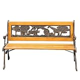 80 cm/31,5' Gartenbank, Kinderbank, Hartholzsitz und Metallarmlehne für Terrasse,...
