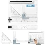 QWORK® Multifunktions Zeichenplatte Set, DIN A4 Zeichenbrett mit verstellbarem Mess und...