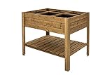 AVANTI TRENDSTORE - Luxor Hochbeet mit 4 Fächern und 1 Ablageboden aus massivem...