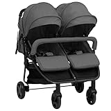Willood Geschwisterwagen Tandem Kinderwagen Zwillingskinderwagen Dunkelgrau und Schwarz...