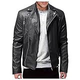 Motorradjacke Herren Leder LUNULE Kunst-Lederjacke Revers Herrenjacke Klassische Vintage...