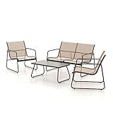 Grand patio Gartenmöbel Set 4-TLG, Textilene Balkonmöbel Set mit Tisch, Sofa...