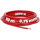 Kalitec 10 Meter H05V-K 0,75 mm² rot Verdrahtungsleitung I Aderleitung I PVC...