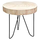 Rustikaler Massivholz Beistelltisch - Holz Tisch aus Baumscheibe - Sofatisch Couchtisch