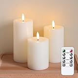 Yeelida Flammenlose LED-Kerzen mit Wachsöl-Effekt, flackernde Fernbedienung 3er...