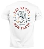 Neverless® Herren T-Shirt Backprint Aufdruck Schrift Eat Pasta Brustlogo Retro Fashion...