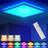 BLNAN RGB LED Deckenleuchte Dimmbar mit Fernbedienung, 24W Deckenlampe Panel mit...