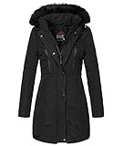 Geographical Norway Damen Winter Mantel mit Kunstfellkragen Jacke Parka Wintermantel...