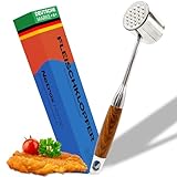 Netrox Edelstahl Fleischklopfer mit Holzgriff - Ideal für alle Fleischsorten mit Flacher...