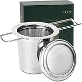 HAUSPROFI Tee-Ei, 304 Edelstahl Teesieb mit Deckel und faltbarem Griff, Teefilter für...
