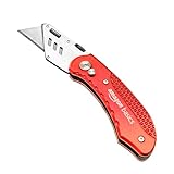 Amazon Basics – Robustes Universalmesser mit Aluminiumgehäuse, Rot