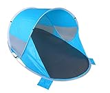 Strandmuschel Pop Up Strandzelt für 1-3 Personen Tragbar Blau + Grau Polyester Beach Zelt...