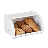 Relaxdays Brotkasten, mit Rolldeckel, aromadicht, Brot & Brötchen, Brotbehälter, Metall,...