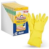 Spontex Multi Use, 12 Paar Haushaltshandschuhe mit Frischeschutz und FSC-Naturlatex, innen...