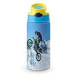Trinkflasche Edelstahl 500Ml Motorrad Thermosflasche Mit Strohhalm...