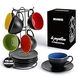 MIAMIO - 6 x 175 ml Tasse Cappuccino Tassen mit Unterteller & Ständer/Cappuccinotassen...