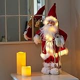 Marco Paul Weihnachtsmann rot 30 cm Deluxe beleuchtet stehend Weihnachtsmann...