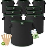 TTL Garden 10x 22L Pflanzsack aus Vlies Stoff - 10er Set 20L +10% = 22 Liter Pflanztaschen...