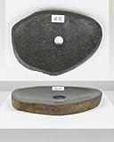 Waschbecken flach Stein 50 Naturstein Flussstein Aufsatzwaschbecken für Bad Gäste WC...