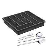 Besteck-Organizer mit Deckel – Ablageschale für Besteck, 6-Fächer-Halter, abgedeckter...