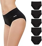 anqier Unterhosen Damen, 5er Pack Stretch Baumwolle Hohe Taille Slips Damen Atmungsaktiv...