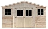 Holz Gartenschuppen - Abstellkammer mit Fenstern - H246 x 418 x 220 cm/ 8 m²...