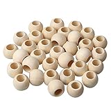 FUUIE 200 StüCk NatüRliche Holzperlen, 20 Mm Holzabstandsperlen Runde Lose Perlen für...