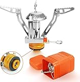 ELEUTH Campingkocher,Klein Faltbar Camping Gaskocher mit Piezozündung 3000W, Kompakt...