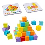 Oshhni Holzbausteine Stapelspiel mit Doppelseitigen Karten Sensorisches Spielzeug,...