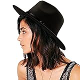 DRESHOW Damen Fedora Hut Filzhut Lederband Hüte Winter Mode Filzhut Fedora Hut Mit...