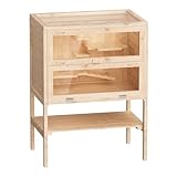 Wiltec 3 Etagen Nagerkäfig, 600 x 400 x 800 mm, aus Holz, mit klappbarem Deckel &...