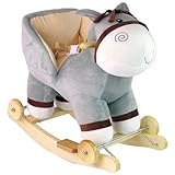 GUS Schaukeltier mit Musik, 2 in 1, mit Rollen, Eselgrau