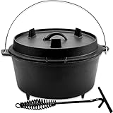 KitchenMonster® Dutch Oven Kochtopf - Gusseisen Topf Ø25.5 - Gusseisen Topf mit Deckel 5...