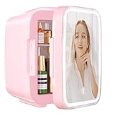 YASHE Mini-Kühlschrank für Schlafzimmer, Skincare mit LED-Spiegel, kleiner...
