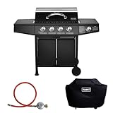 TAINO BASIC BBQ Gasgrill Grillwagen Edelstahl-Brenner + Seitenkocher Grill (Gasgrill BASIC...