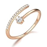 JeweBella Ring Silber 925 für Damen Minimalistisch Zirkonia Ring Offene...