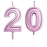 Geburtstagskerzen zum 20. Geburtstag, Zahlenkerzen, 'Happy Birthday', Dekoration für...