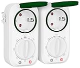 revolt Zwischenstecker: 2er-Set Outdoor-Zeitschaltuhr mit 8-Std.-Timer &...