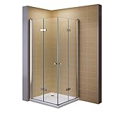 i-flair Eckeinstieg Duschkabine 80x80 cm, Faltdusche aus stabilem ESG Sicherheitsglas OHNE...